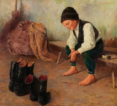 Чистильщик обуви by Геза Пешке — digital art print download
