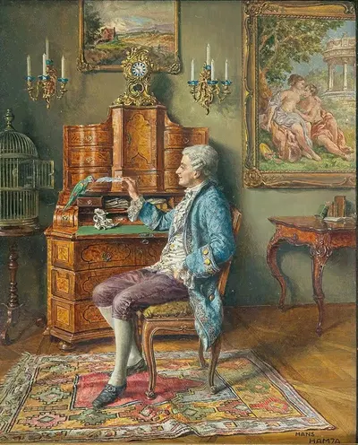 Interieur mit Papagei by Hans Hamza — digital art print download