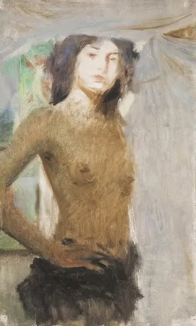 A Study of a Nude Girl by Hugo Boettinger — digital art print download