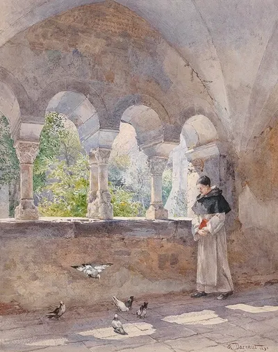 Kreuzgang in der Zisterzienserabtei Millstadt by Hugo Darnaut, 1891 — digital art print download