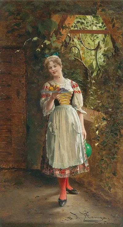 A young girl in traditional costume by Johann Hamza — digital art print download