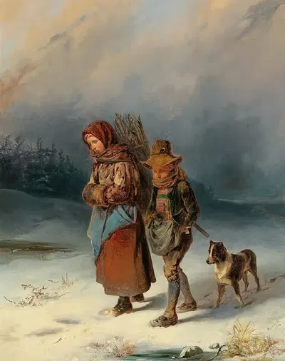 Молодые сборщики хвороста by Иоганн Маттиас Ранфтль — digital art print download