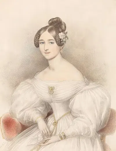 Портрет молодой дамы by Иоганн Непомук Эндор, 1834 — digital art print download