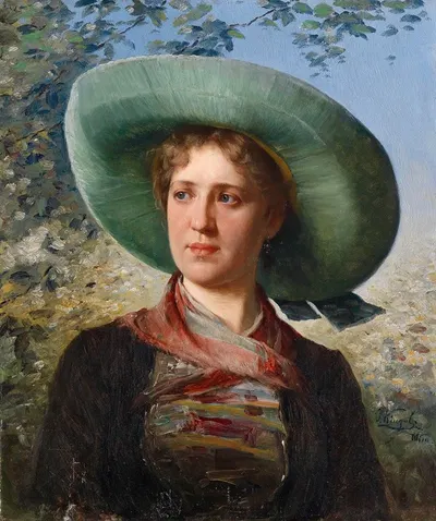 Portrait einer jungen Frau in Tracht by Josef Kinzel — digital art print download