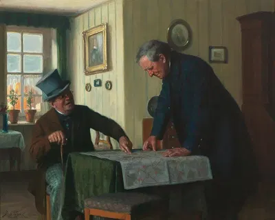 Wichtige Besprechung by Josef Kinzel — digital art print download