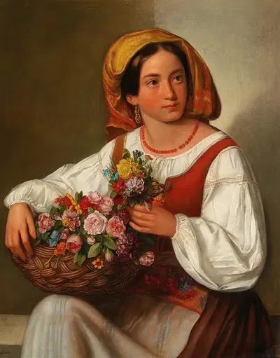 The Flower Girl by Joseph Lavos — digital art print download