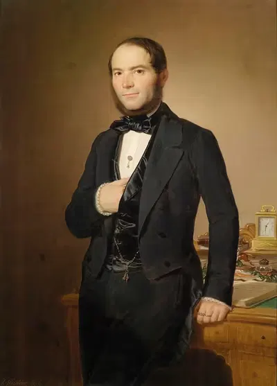 Портрет господина перед письменным столом by Иосиф Вайдер, 1854 — digital art print download