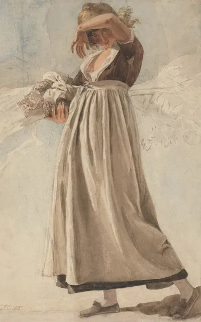 A Peasant Girl Shading Her Eyes by Joshua Cristall, 1812 — digital art print download