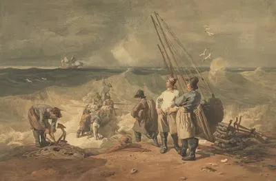 Берег Суссекса, отталкивающий лодку к терпящему бедствие судну by Джошуа Кристалл — digital art print download