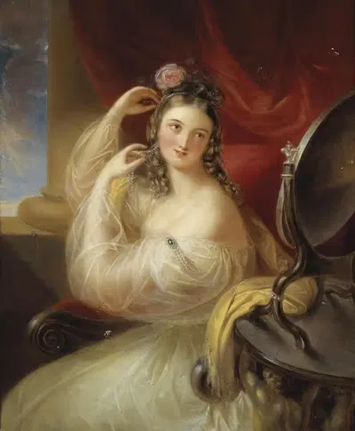 Дама перед туалетным зеркалом by Карл Иосиф Алойс Агрикола, 1835 — digital art print download
