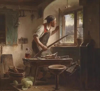 Бдительный сапожник by Карл фон Энхубер, 1861 — digital art print download