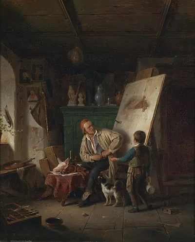 Im Atelier by Karl von Enhuber, 1848 — digital art print download