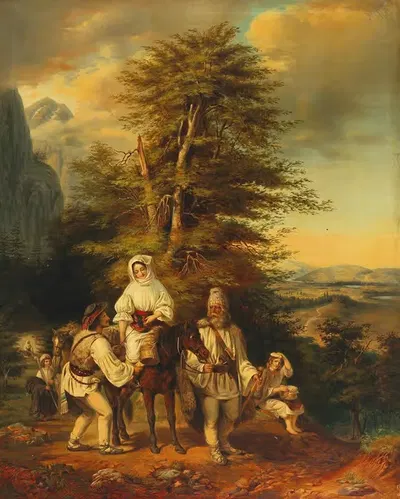 Romanian Family on their Way to Market by Miklós Barabás — digital art print download