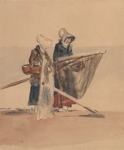 Two Girls with Shrimping Nets by Peter DeWint — digital art print download