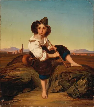 Boy Seated in the Campagna by Reinhard Sebastian Zimmermann — digital art print download