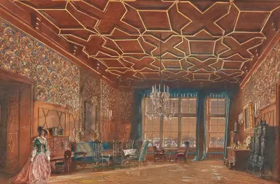 Интерьер в замке Рожмберк by Рудольф фон Альт, 1856 — digital art print download