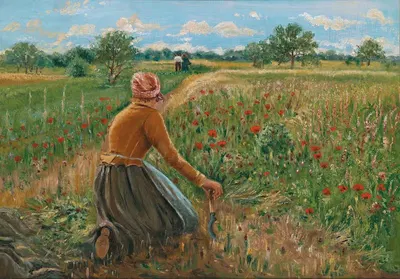 Коленопреклоненная крестьянка с серпом by Теодор фон Хёрманн — digital art print download