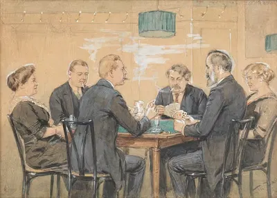 Kartenspieler im Kaffeehaus by Theodor Zasche — digital art print download