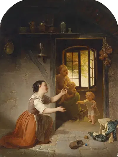 Первые шаги by Вильгельм Эмиль Роберт Хек, 1857 — digital art print download