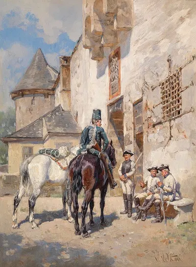 Wachposten an der Stadtmauer by Wilhelm Velten — digital art print download