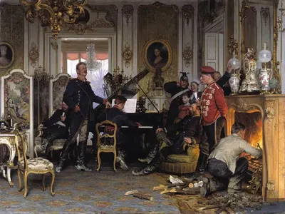 В казармах войск под Парижем by Антон фон Вернер, 1894 — digital art print download