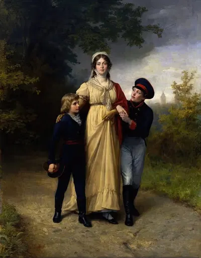 Королева Луиза с сыновьями в парке Луизенваль by Карл Штеффек, 1886 — digital art print download