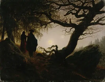 Мужчина и женщина, созерцающие луну by Каспар Давид Фридрих — digital art print download