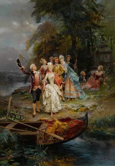 The Merry Fishing Party by Cesare Auguste Detti — digital art print download