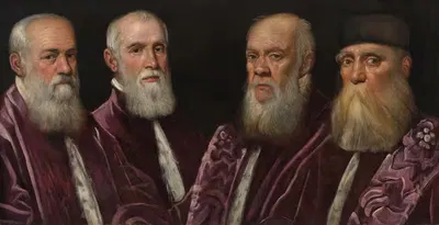 A group portrait of four Venetian senators by Domenico Tintoretto — digital art print download