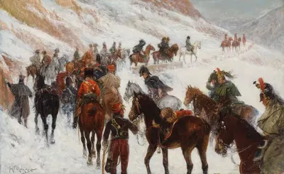 Армия Наполеона, пересекающая перевал Сомосьерра в горах Гвадаррама, 1808 by Ян Ван Хелминьский — digital art print download