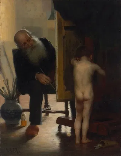 The Tired Model by Paul Peel, 1889 — digital art print download
