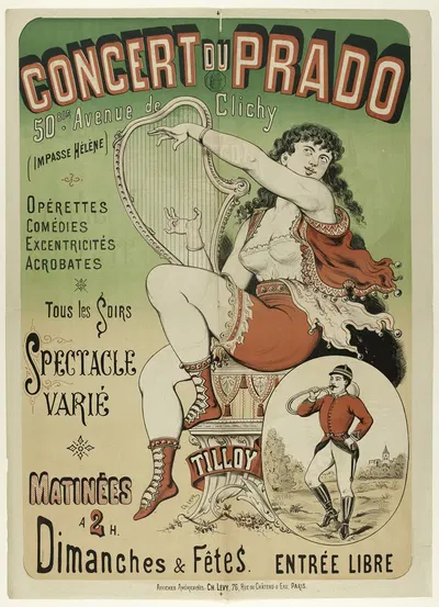 Concert Du Prado 50 Bis. Avenue De Clichy (Impasse Helene) Operettes Comedies Excentricites Acrobates Tous Les So by Imp.…