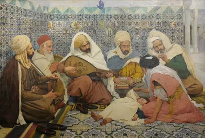 Экзорцизм; арабские музыканты изгоняют джиннов из тела ребенка by Андре Бруйе, 1884 — digital art print download