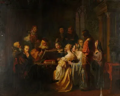 Чтение Библии by Шарль-Огюст Эрбе, 1838 — digital art print download