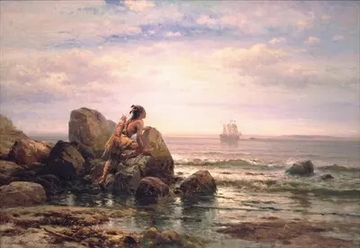 Генрик Хадсон входит в Нью-Йоркскую гавань, 11 сентября 1609 by Эдвард Моран, 1892 — digital art print download