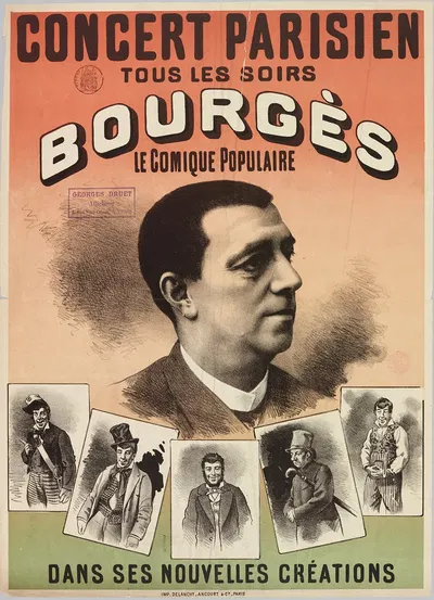 Concert Parisien Tous Les Soirs Bourges Le Comique Populaire Dans Ses Nouvelles Creations by Imp. Delanchy & Cie, 1880-1900…
