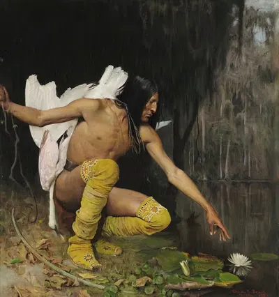 The Indian and the Lily by George de Forest Brush, 1887 — digital art print download