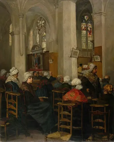 La messe à Pavant (Aisne) by Charles-Henri Pille — digital art print download