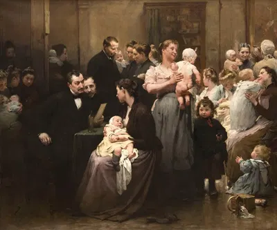 'L'Œuvre de la goutte de lait' au dispensaire de Belleville (triptyque) by Jean Geoffroy, 1903 — digital art print download