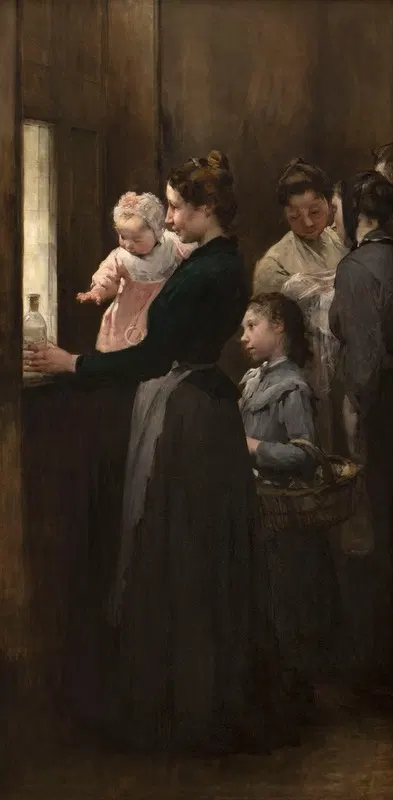 'L'Œuvre de la goutte de lait' au dispensaire de Belleville (triptyque) by Jean Geoffroy, 1903 — digital art print download