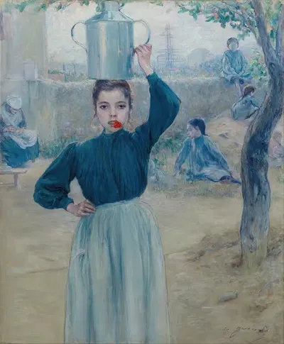The Little Village Girl with Red Carnation by Adolfo Guiard, 1903 — digital art print download
