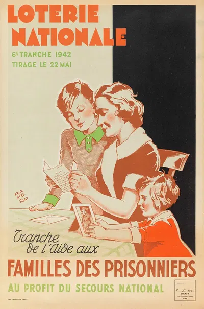 Loterie Nationale 6e Tranche 1942 Tirage Le 22 Mai Tranche De L'aide Aux Familles Des Prisonniers by Armand Rapeno, 1942 —…