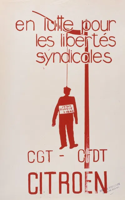 En lutte pour les libertés syndicales CGT-CFDT CITROEN by Atelier de l'Ecole Nationale Supérieure des Beaux-Arts, 1968 —…