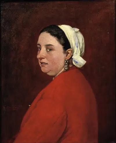 Portrait of Senyora Anita with Red Dress by Benet Mercadé, 1872 — digital art print download