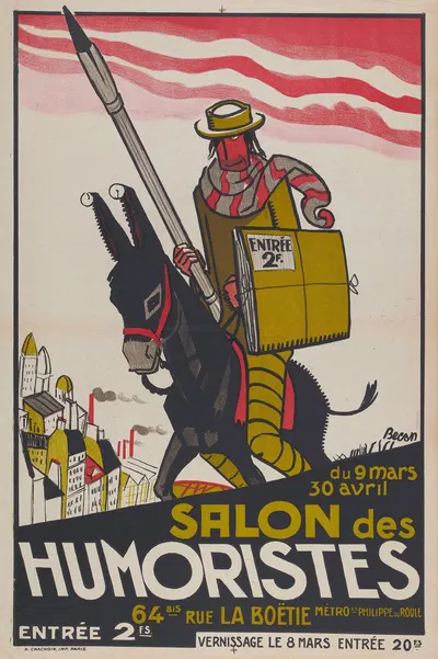 Du 9 mars 30 avril SALON des HUMORISTES 64 BIS RUE LA BOËTIE sic METRO ST PHILIPPE DU ROULE by Bernard Becan, 1924 —…