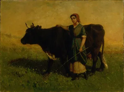 Untitled (woman walking with cow) by Edward Mitchell Bannister — digital art print download