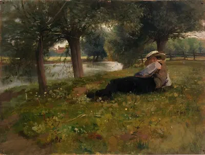 Мужчина, лежащий у ручья by Элифаэт Фрейзер Эндрюс — digital art print download