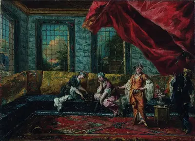 Две одалиски, играющие в манкалу в гареме by Джованни Антонио Гварди, 1742 — digital art print download