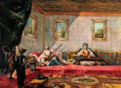 Две одалиски, играющие музыку в гареме by Джованни Антонио Гварди, 1742 — digital art print download
