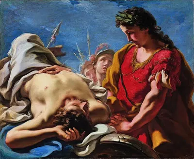 Александр у тела мертвого Дария by Джованни Антонио Пеллегрини, 1708 — digital art print download